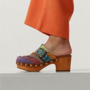 Kurt Geiger London Women's Mayfair Multi Color Block Clogs in size 8
